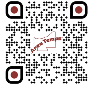 Scan the QR Code to download the Area Temps Staffing Services App!